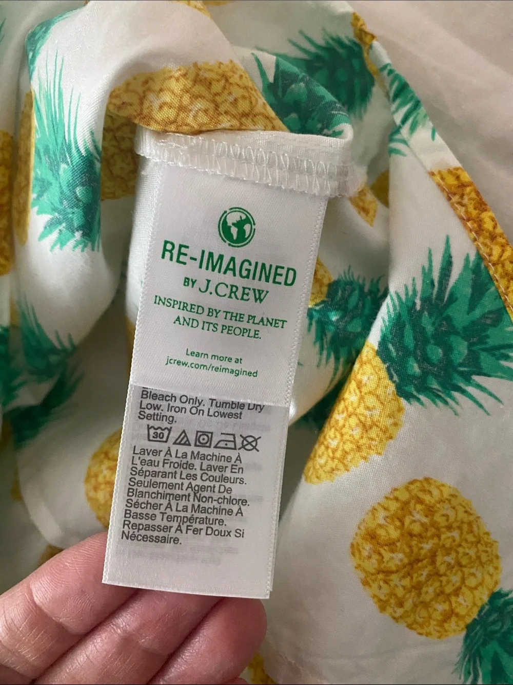 J.Crew Factory Pineapple Sleeveless Button-Up Top - White/Yellow/Green - Picture 3 of 5